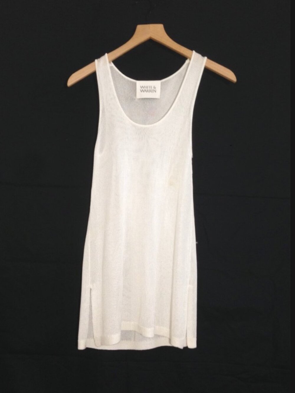 White + Warren Mesh Scoop Neck Tank Sample - Small - NWOT